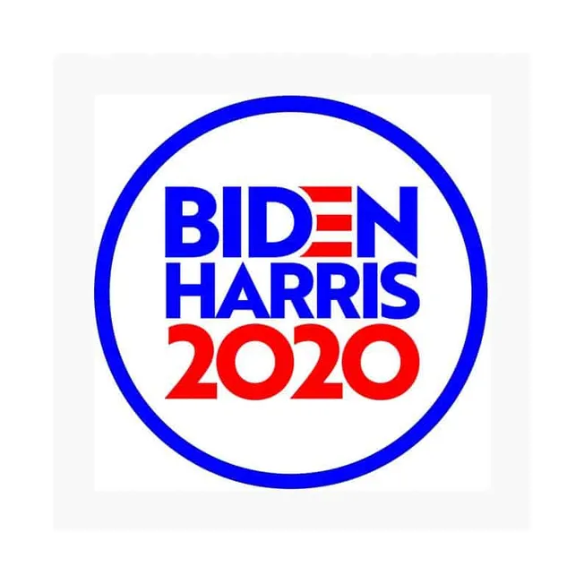 Biden Harris 2020 campaign logo in red, white, and blue, supporting Democratic presidential candidates Joe Biden and Kamala H