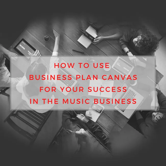 Business plan canvas for music industry success, music business strategy, entrepreneur meeting, collaborative planning, digit