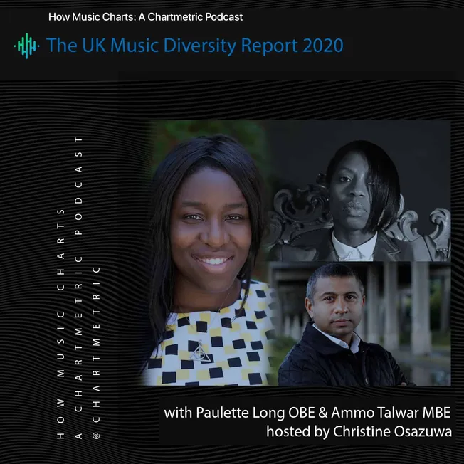 UK music diversity report 2020 podcast hosts Paulette Long OBE and Ammo Talwar MBE, featuring diverse voices in the music ind