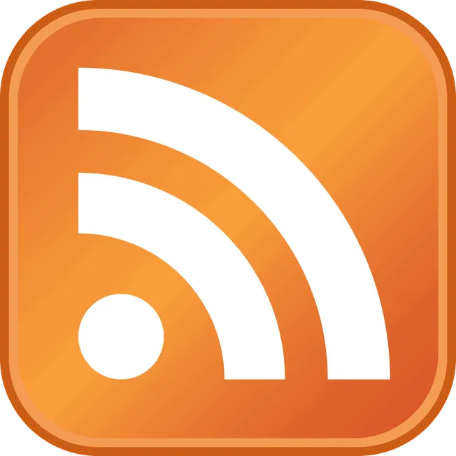 RSS feed icon on an orange background, representing digital content distribution and music industry updates.