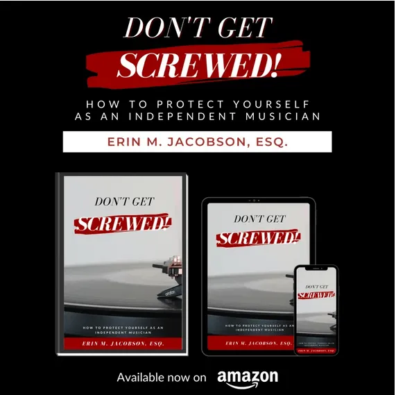 "Cover image for 'Don't Get Screwed!' book by Erin M. Jacobson, featuring multi-device display of the book's cover on tablet,