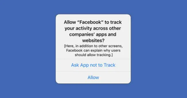 Allow Facebook activity tracking permission pop-up on mobile device, emphasizing app consent for cross-platform activity moni