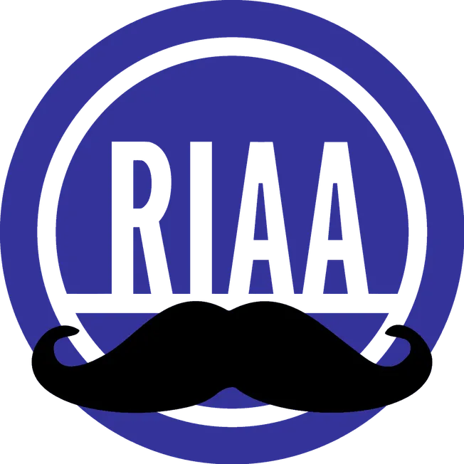 Rivard logo with a black mustache graphic and circular background in dark blue, representing branding and creative design for