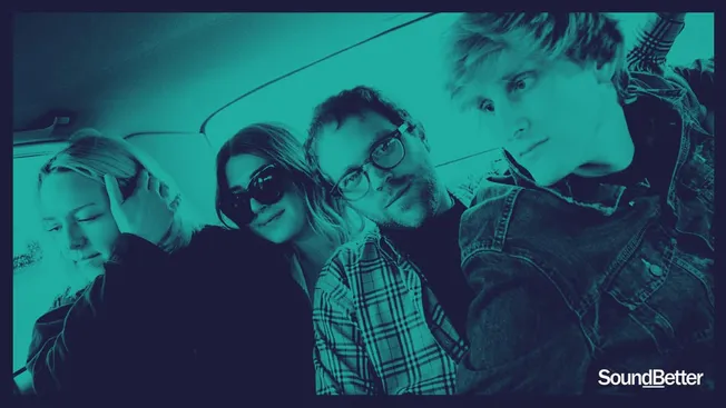 Young diverse group of friends taking a selfie outdoors, showcasing social interaction and friendship, suitable for music and