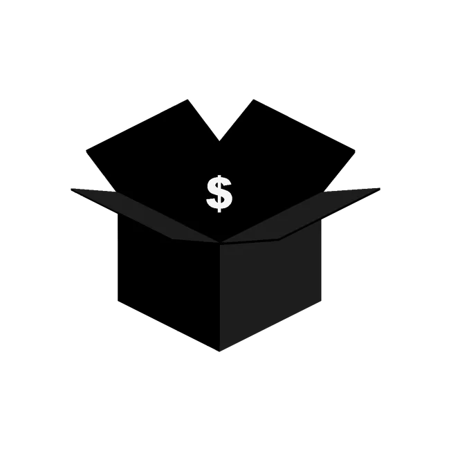 $ symbol in open box icon representing revenue, money, or profits in the music industry, digital marketing, or financial cont