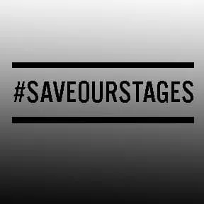 #SAVEOURSTAGES protest sign supporting live music venues and music industry recovery rally.