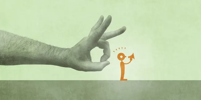 Innovative hand gesture forming an "OK" sign with an illustrated character giving an upward arrow, symbolizing success and po