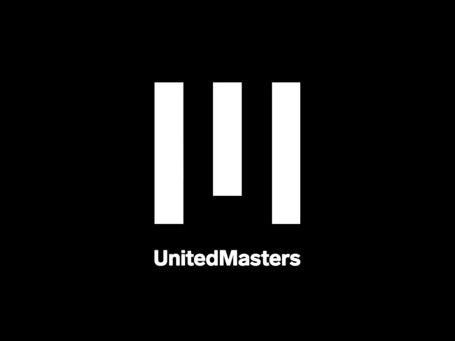 High-quality logo of UnitedMasters featuring a minimalist black and white design, representing music distribution and digital