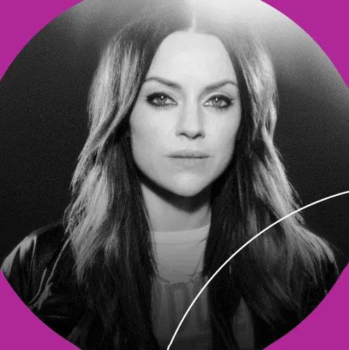 Woman with long hair in black leather jacket, artistic portrait for Hypebot music industry news and updates, promotional imag