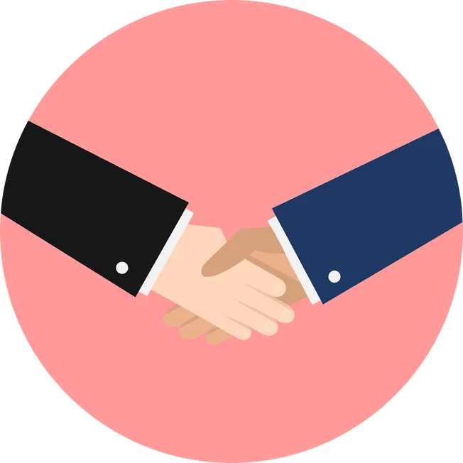 Handshake icon representing collaboration, partnership, or agreement, suitable for business or networking themes.