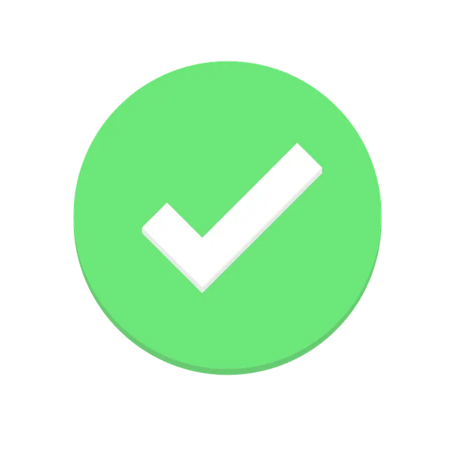 Checkmark icon on green background symbolizing approval or success for music industry or digital content.