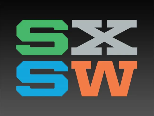 SXSW logo digital event branding for music, film, interactive industries, showcasing innovation and creativity at the South b