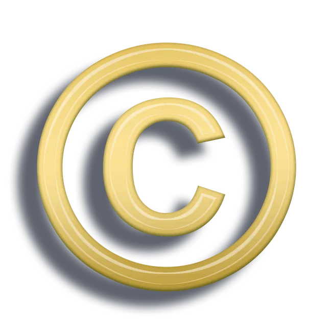 ©️ gold copyright symbol, copyright icon, legal copyright sign, copyright notice, intellectual property protection, copyright