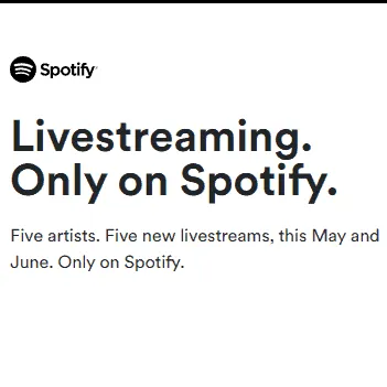 Spotify livestreaming on Spotify platform showcasing artists and new music releases.