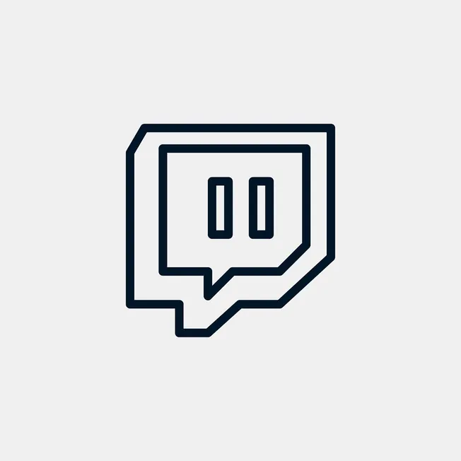 Twitch logo icon, representing live streaming platform, gaming, and digital entertainment.