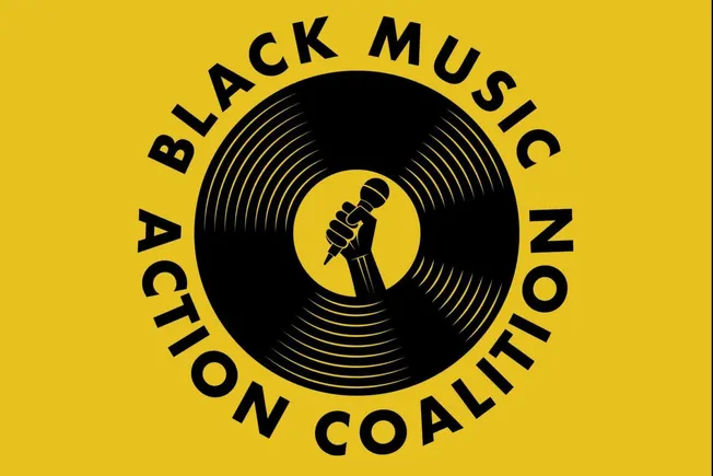 Microphone in hand with vinyl record graphic, protest illustration, acoustic music campaign, activism and music fusion with b