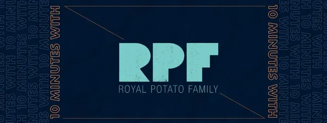 Royal Potato Family logo on a dark background with minimalistic design and bold typography.