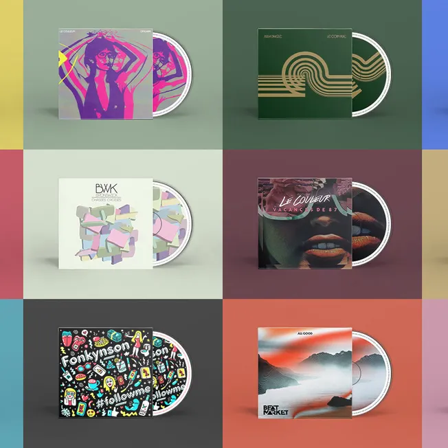 Le_Couleur_alternative_album_cover_with_vibrant_pink_and_purple_abstract_artwork_for_music_release.