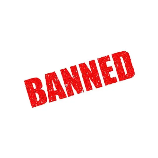 Banned stamp in bold red text on a white background, symbolizing restrictions or prohibitions in digital media or content mod
