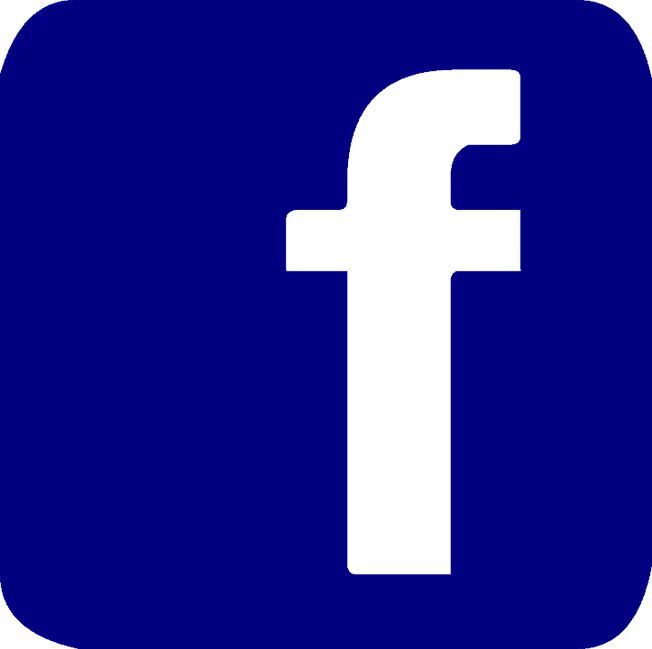 Facebook logo icon in dark blue on a solid background, representing social media marketing and digital engagement.