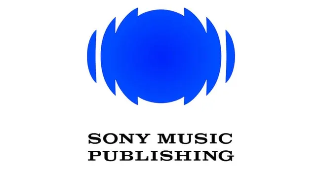 Blue Sony Music Publishing logo with soundwave graphic and text, representing music rights management, music publishing, and