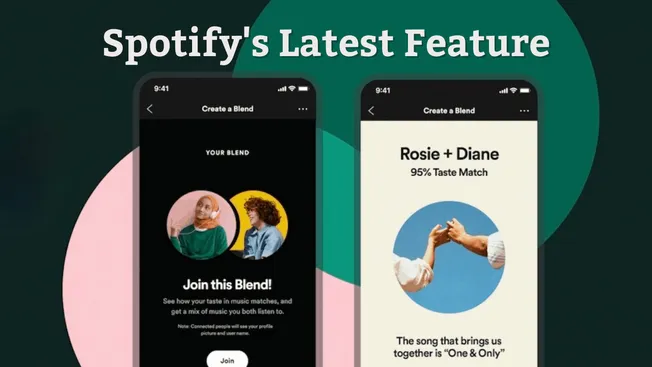 Spotify latest music feature blend creation for personalized music matching and listener engagement on mobile apps.