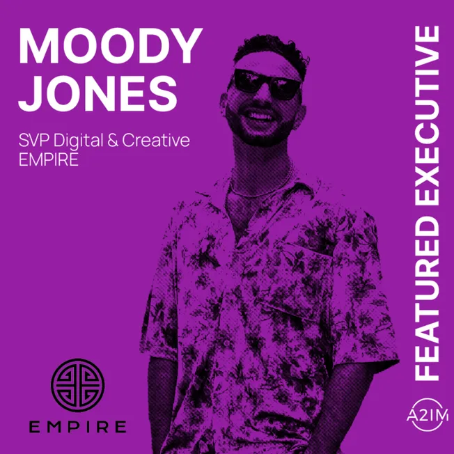 Moody Jones featuring executive profile at Empire digital and creative agency, vibrant image highlighting leadership in music