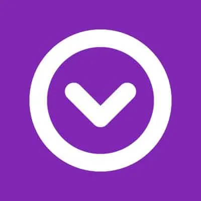 Download icon on purple background, representing music playlist downloads or music management apps.