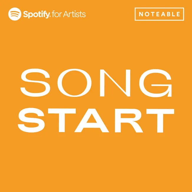 Spotify for Artists logo on an orange background promoting song release and music production.