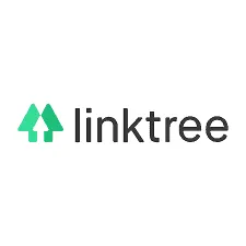 Linktree logo with green arrows and black text for social media and marketing links.