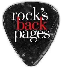 Rock's back pages logo on black background, music magazine, rock reviews, album releases, music industry news, Hypebot SEO.