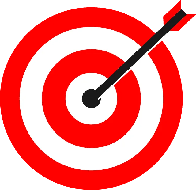 Target with arrow hitting the bullseye, marketing goal achievement, business success, strategic planning, goal setting, preci
