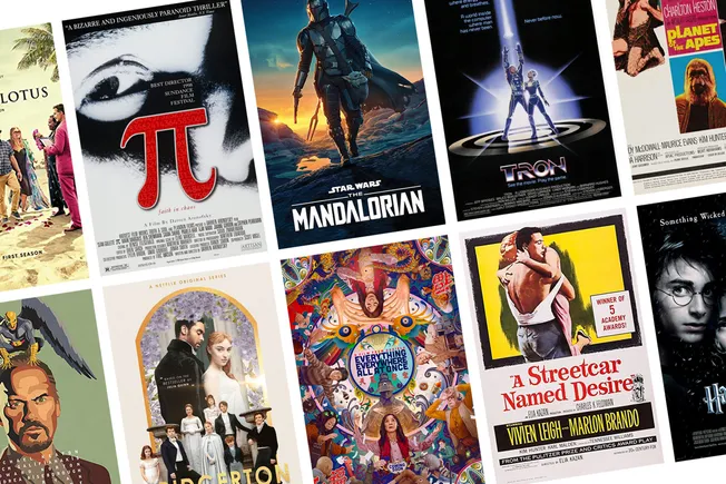 Pi film poster with black and white face and red pi symbol, science fiction movie, intellectual film, cinematic poster, Pi fi