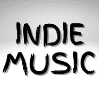 Indie music logo in bold black letters on white background, representing independent artists and music scene.