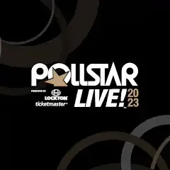 Pollstar Live 2023 conference banner featuring bold white text and dark background, emphasizing industry event for live enter