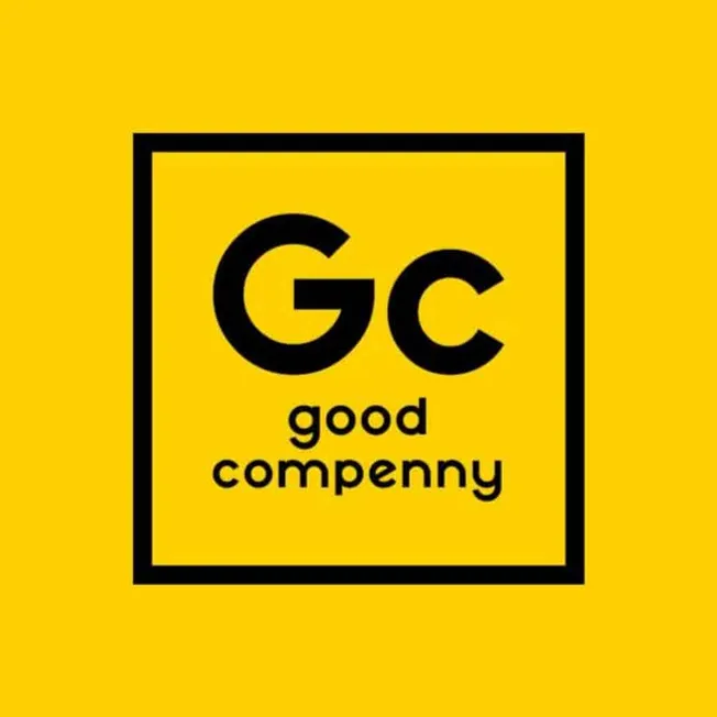Good company logo with yellow background and black text, representing a playful and modern brand identity for business and en