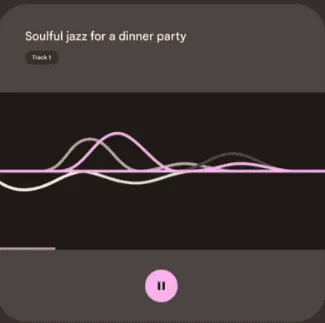 Soulful jazz music playing on a digital music player, perfect for a dinner party ambiance. High-quality sound with dynamic wa