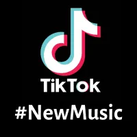 TikTok logo with #NewMusic hashtag, representing trending music and viral hits on the platform.