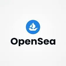 OpenSea logo icon, digital marketplace for NFTs and blockchain collectibles, showing a blue whale fin with the company name f