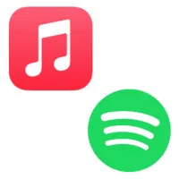 Music streaming icons for Apple Music and Spotify, representing digital music services and online music platforms for artists