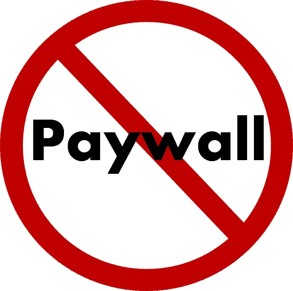 No Paywall sign, digital content access restriction, online media barrier, free information, media publishing, digital rights