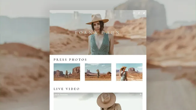 Stunning desert landscape photography featuring woman in hat for Lorna Hahn music artist promotion.