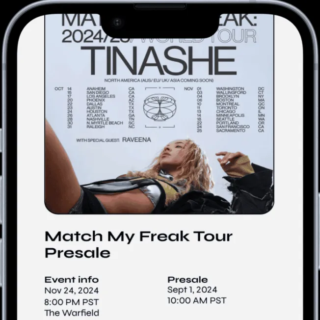 Bandsintown Ticket Presales Tinashe