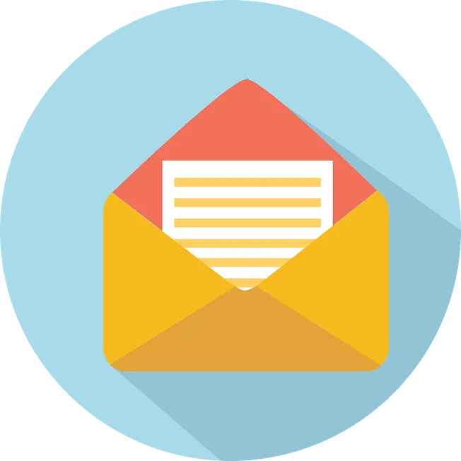 Email marketing icon with an open envelope and letter, symbolizing digital communication and outreach strategies for music in