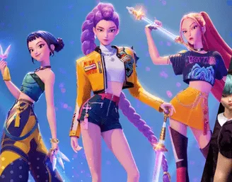 Stylish animated female characters with colorful outfits and magical weapons, representing modern digital fashion and pop cul