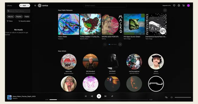 Vivid digital music platform showcasing new releases, artists, and playlist features for music promotion and discovery at Hyp