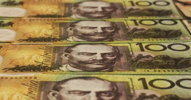 closeup of Australian dollar bills