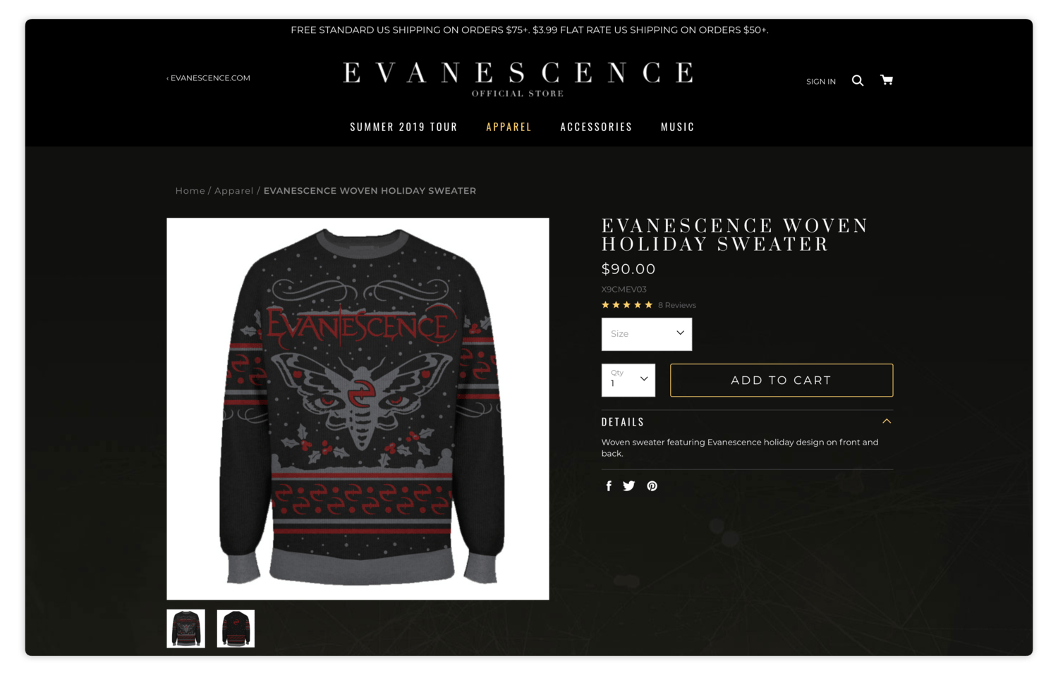 Evanescence holiday sweater with gothic design, featuring band logo and winter-themed graphics, perfect for fans and holiday celebrations.