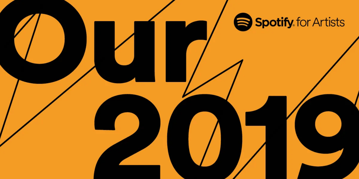 Spotify for Artists infographic highlighting music industry trends in 2019, featuring bold typography and dynamic design elements for optimal visual impact.