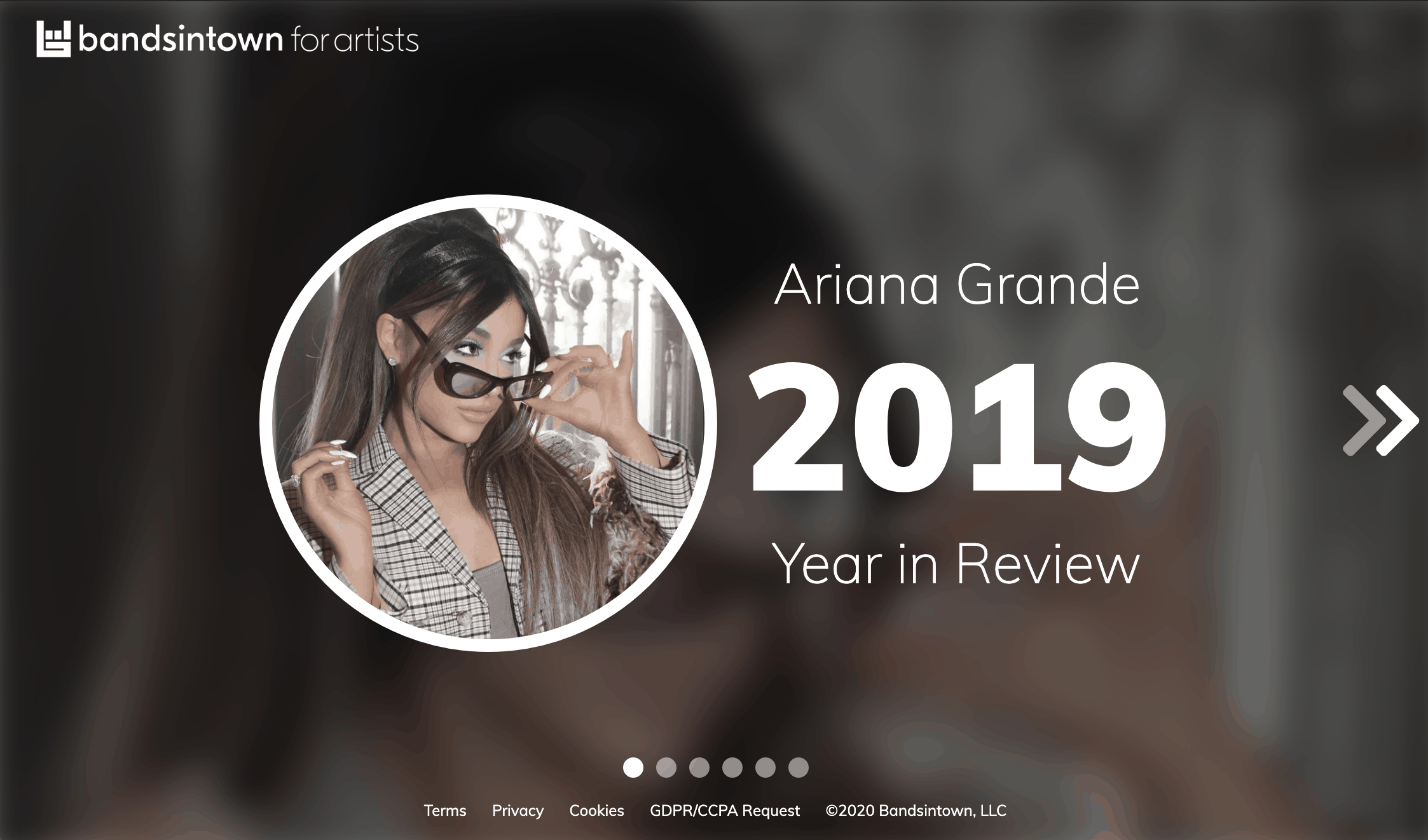 Ariana Grande 2019 year in review collage, artist spotlight for music industry insights, digital marketing, and fan engagement strategies.